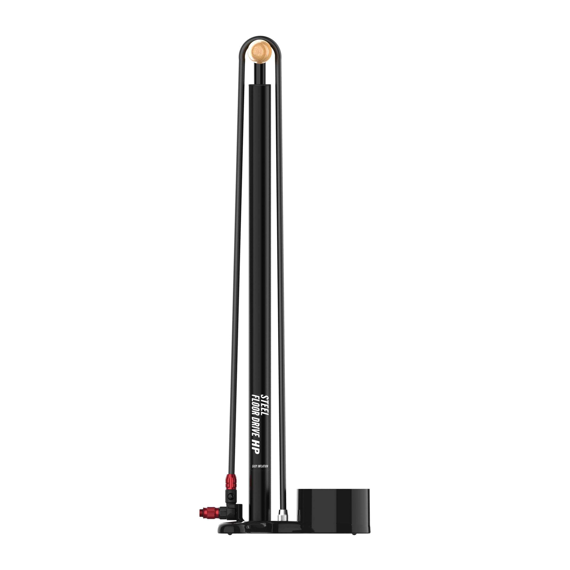 Compact and efficient Steel Floor Drive 3.5 bike pump, featuring a painted steel barrel and extra-long hose for versatile inflation.