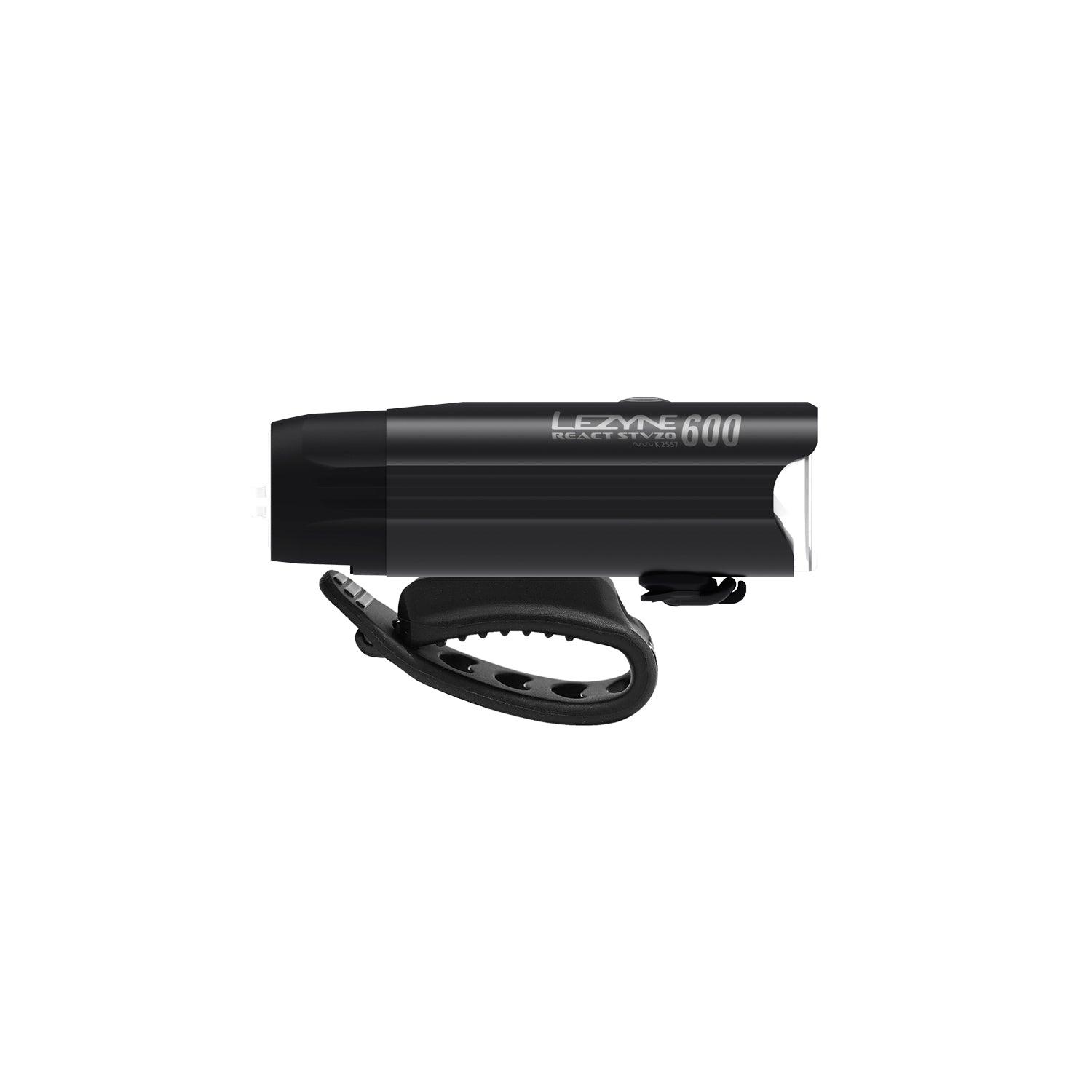 Lezyne React StVZO Front side view — front light with vehicle alerts as part of the Radar React STVZO System.