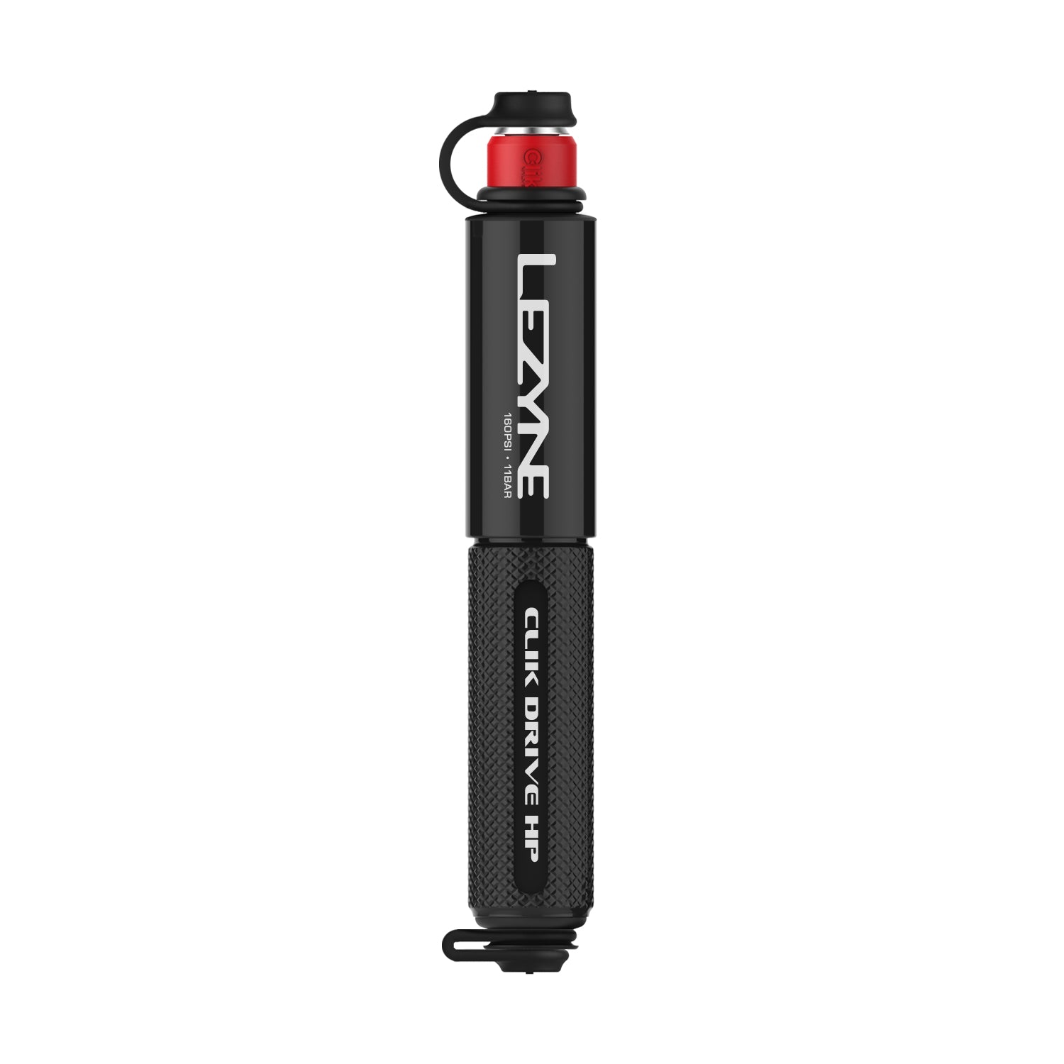 Lezyne CLIK DRIVE HP – lightweight CNC aluminum pump delivering precise and efficient high-pressure inflation.