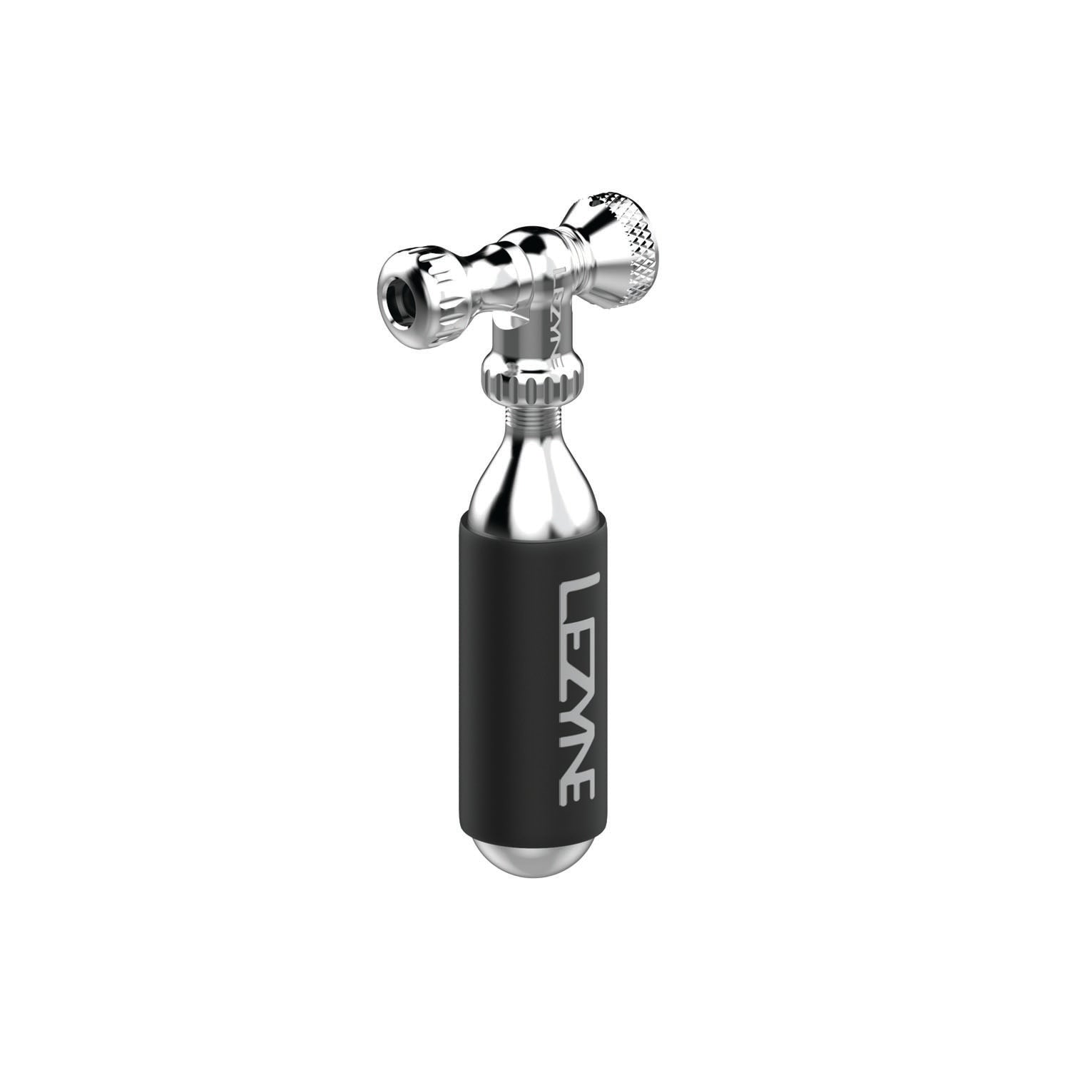 Silver Control Drive CO2 tire inflator with precision-machined aluminum construction and control valve operation.