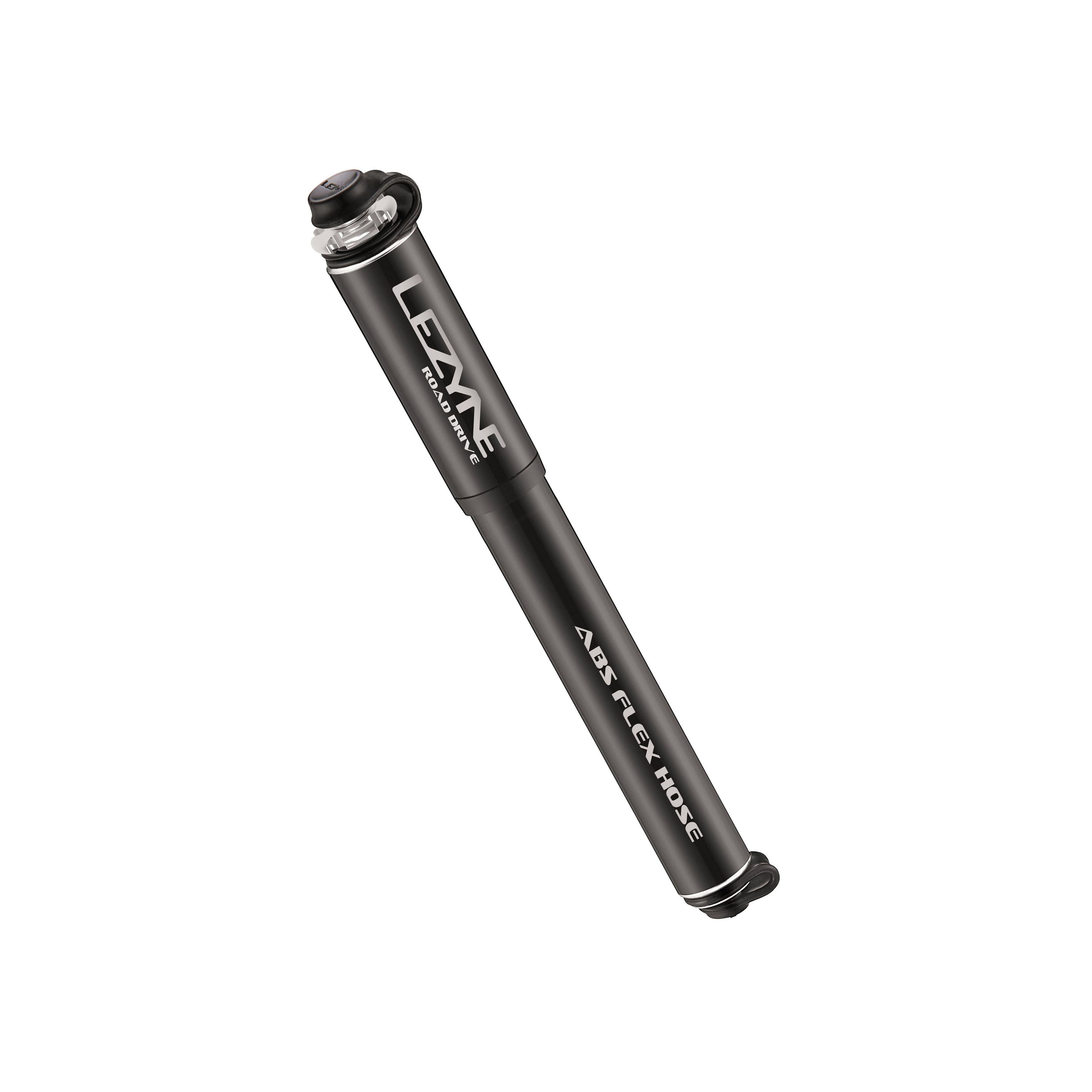 Lightweight and compact Road Drive bike hand pump shown with aluminum frame mount and Flex Hose attachment.