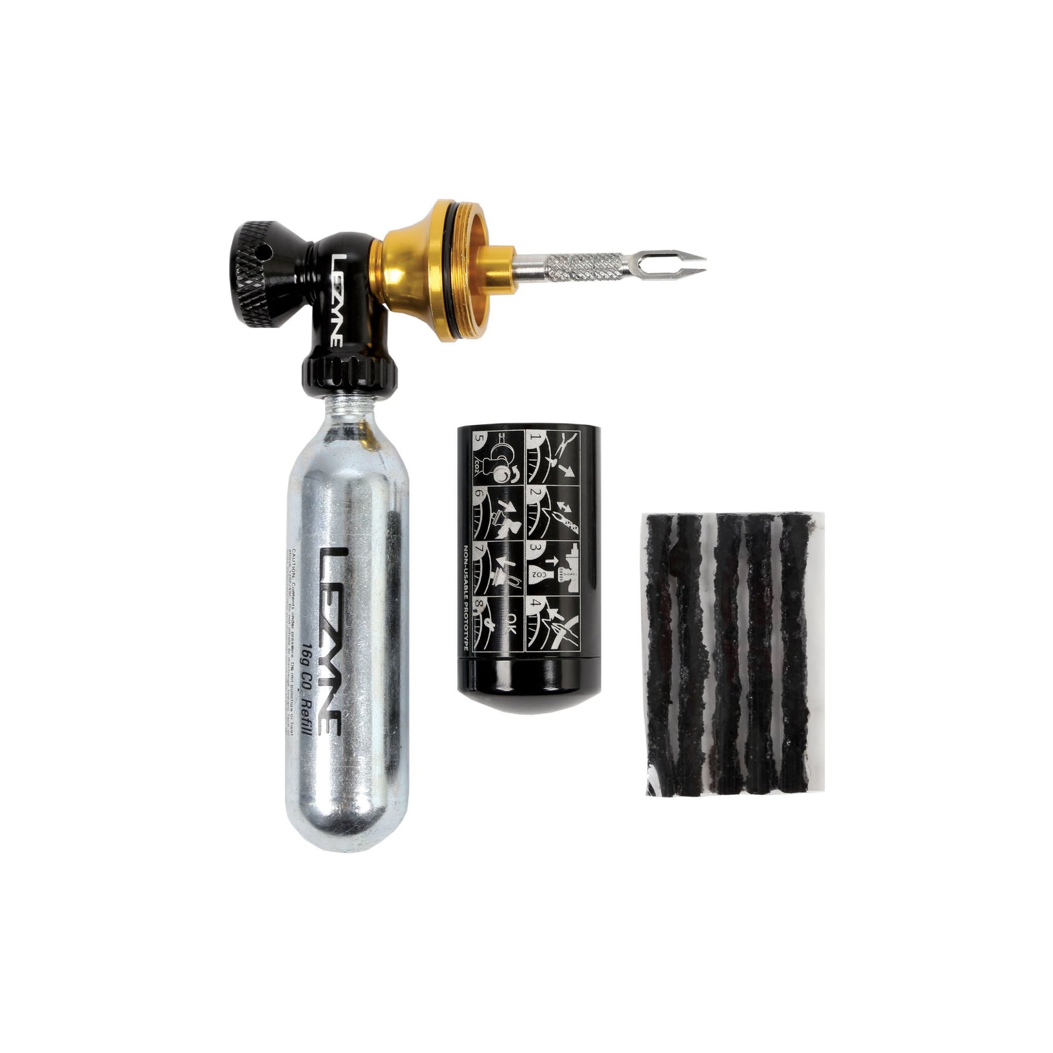 CO2 Inflator and Tubeless Tire Repair Kit - Presta & Schrader