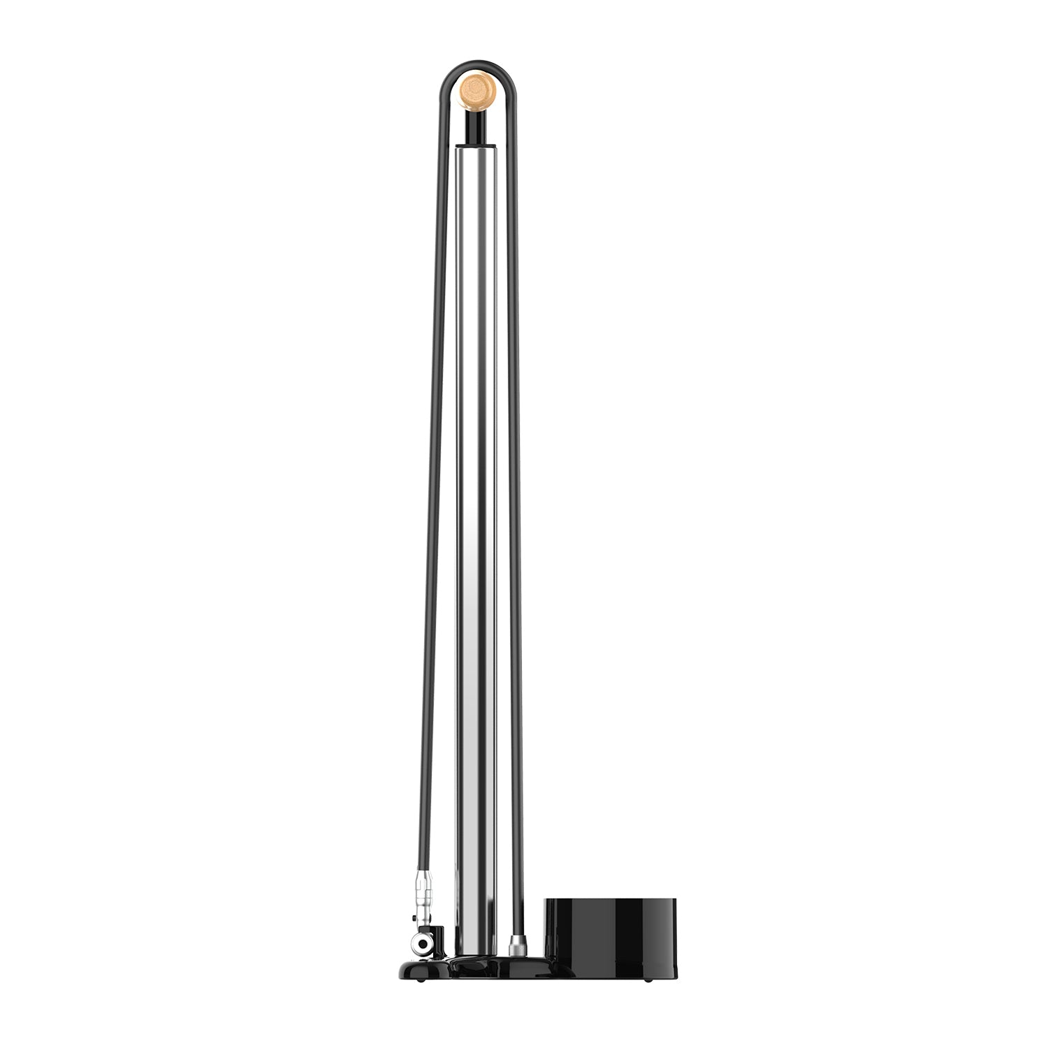Side rendering of the Lezyne Alloy Floor Drive 3.5 with high-polish aluminum finish and 3.5-inch analogue gauge