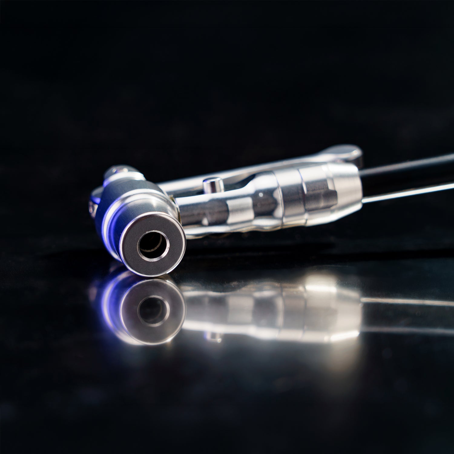Close-up studio shot of the Lezyne Presta Pro Chuck with CNC-machined aluminum construction