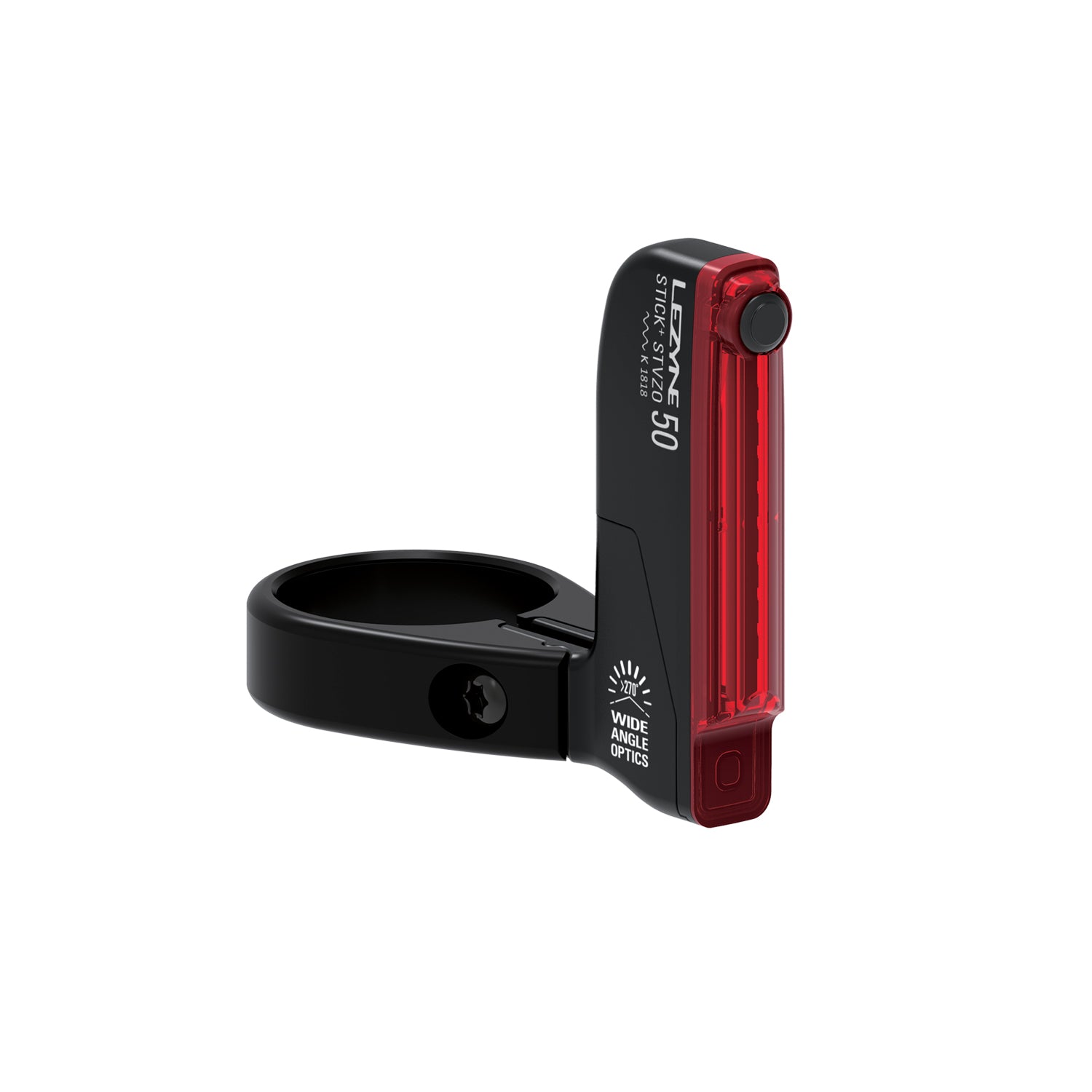 Lezyne STICK+ StVZO SC REAR ultra-thin LED bicycle taillight with StVZO compliance, seat clamp mount, magnetic clip attachment, and 270° wide-angle visibility.