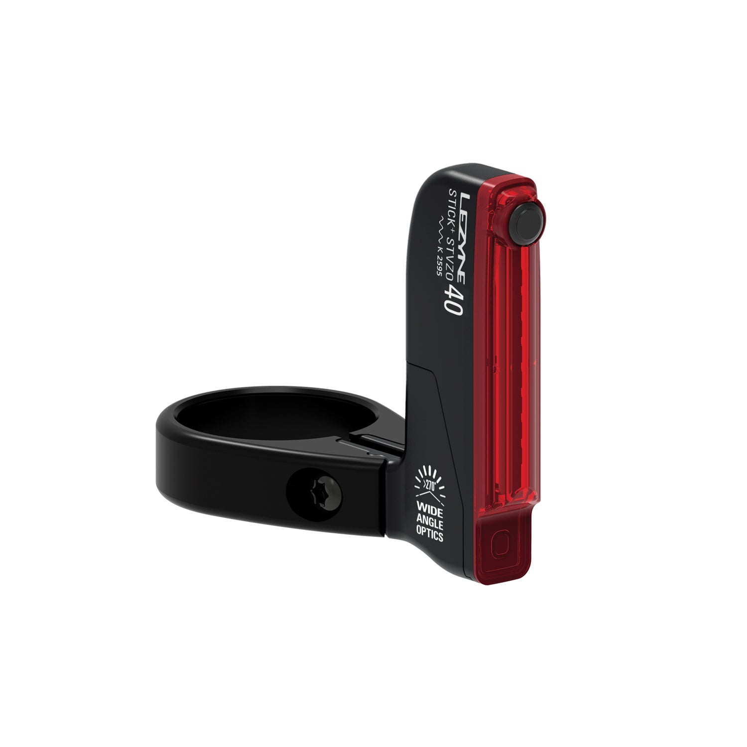 Lezyne STICK+ StVZO SC REAR ultra-thin LED bicycle taillight with StVZO compliance, seat clamp mount, magnetic clip attachment, and 270Â° wide-angle visibility.