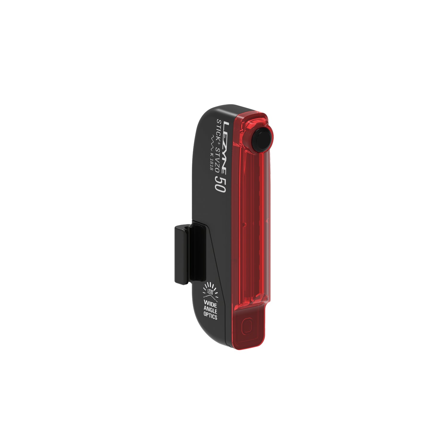 Lezyne STICK+ StVZO REAR LED bike light with a slim, compact design, StVZO-optimized lens, and USB rechargeability for enhanced safety in low-light conditions.