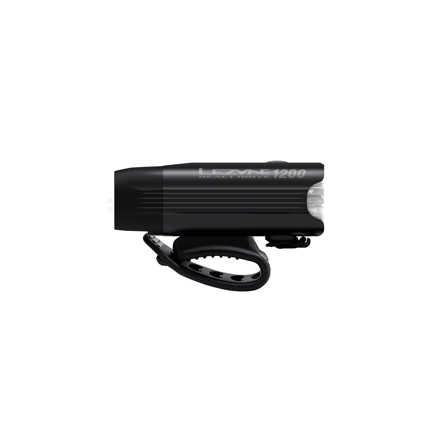 Lezyne React Drive LED front bike light side angle close-up.