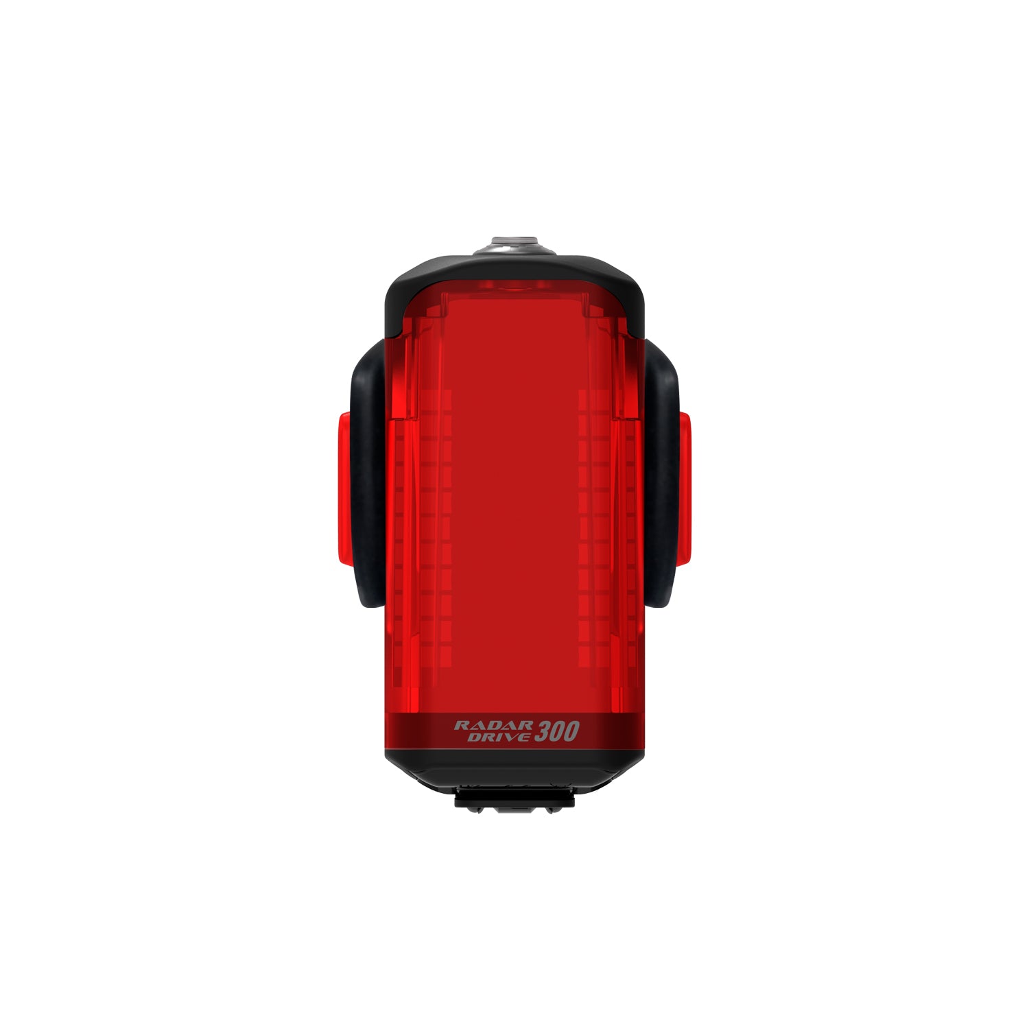Lezyne Radar Drive LED rear bike light, front view of lens and optics; tall emitter for wide visibility, clean compact styling.