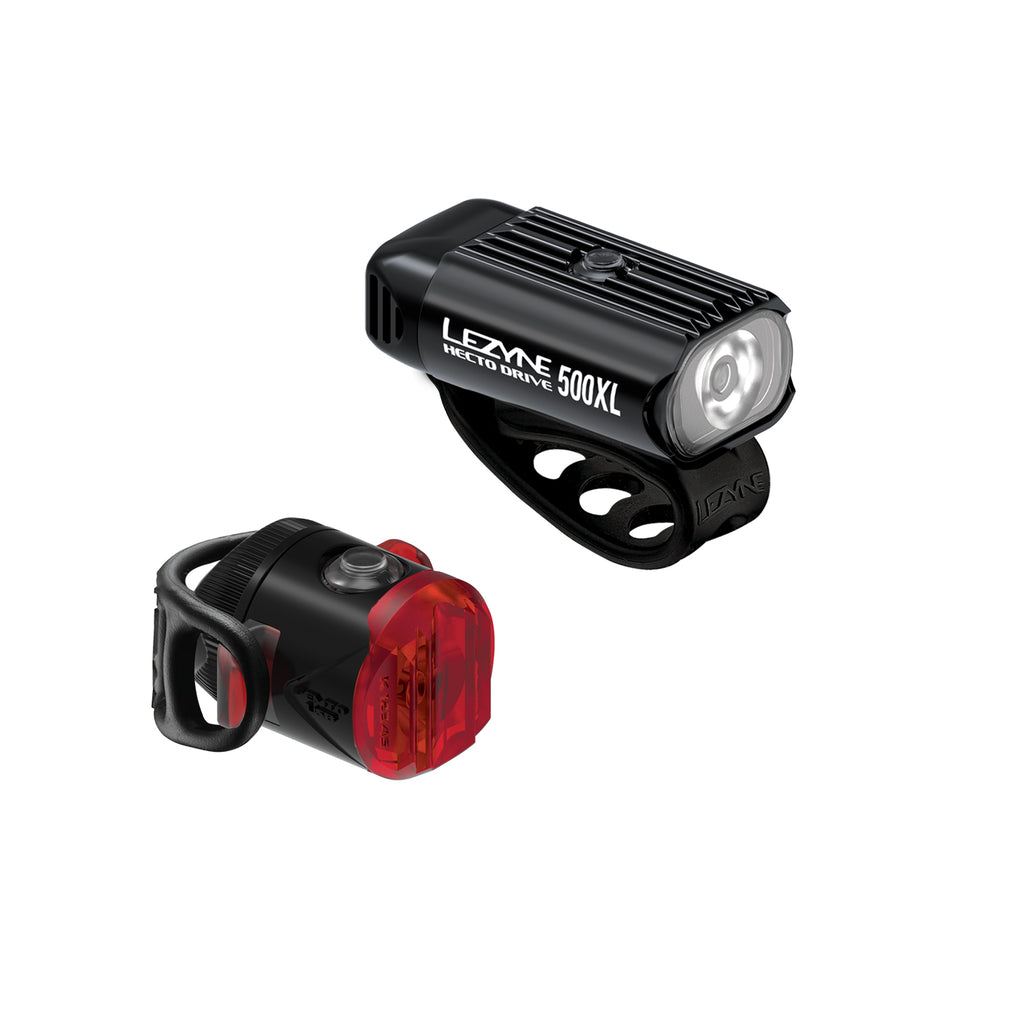 HECTO DRIVE 500XL & FEMTO USB-C Pair LED front & rear bike light set for road, commuter & gravel bikes, IPX7 waterproof.