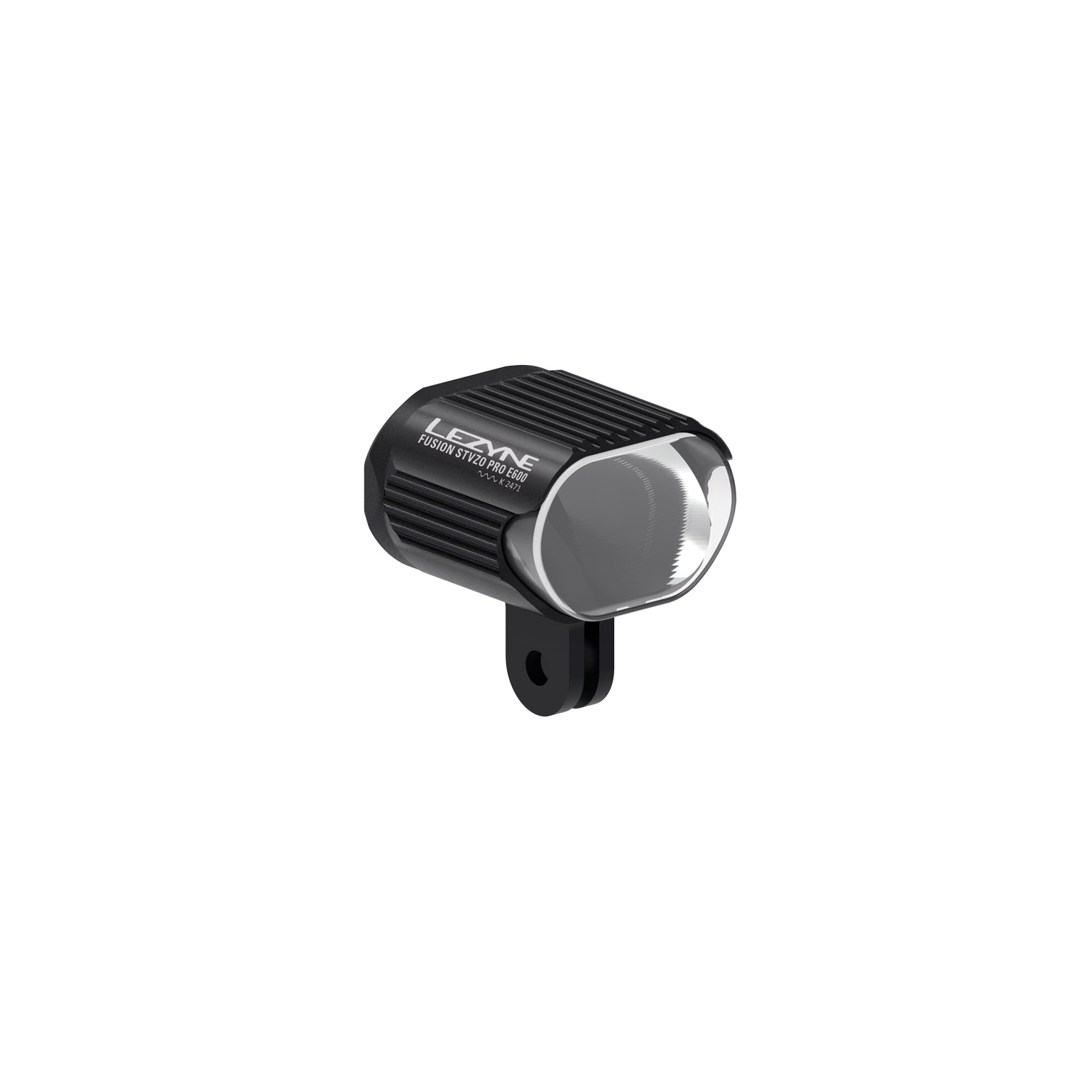 Lezyne E-BIKE FUSION PRO StVZO E600 LED front light featuring a sleek CNC-machined aluminum body, precision optics, and an optimized heat-dissipating design for durability.