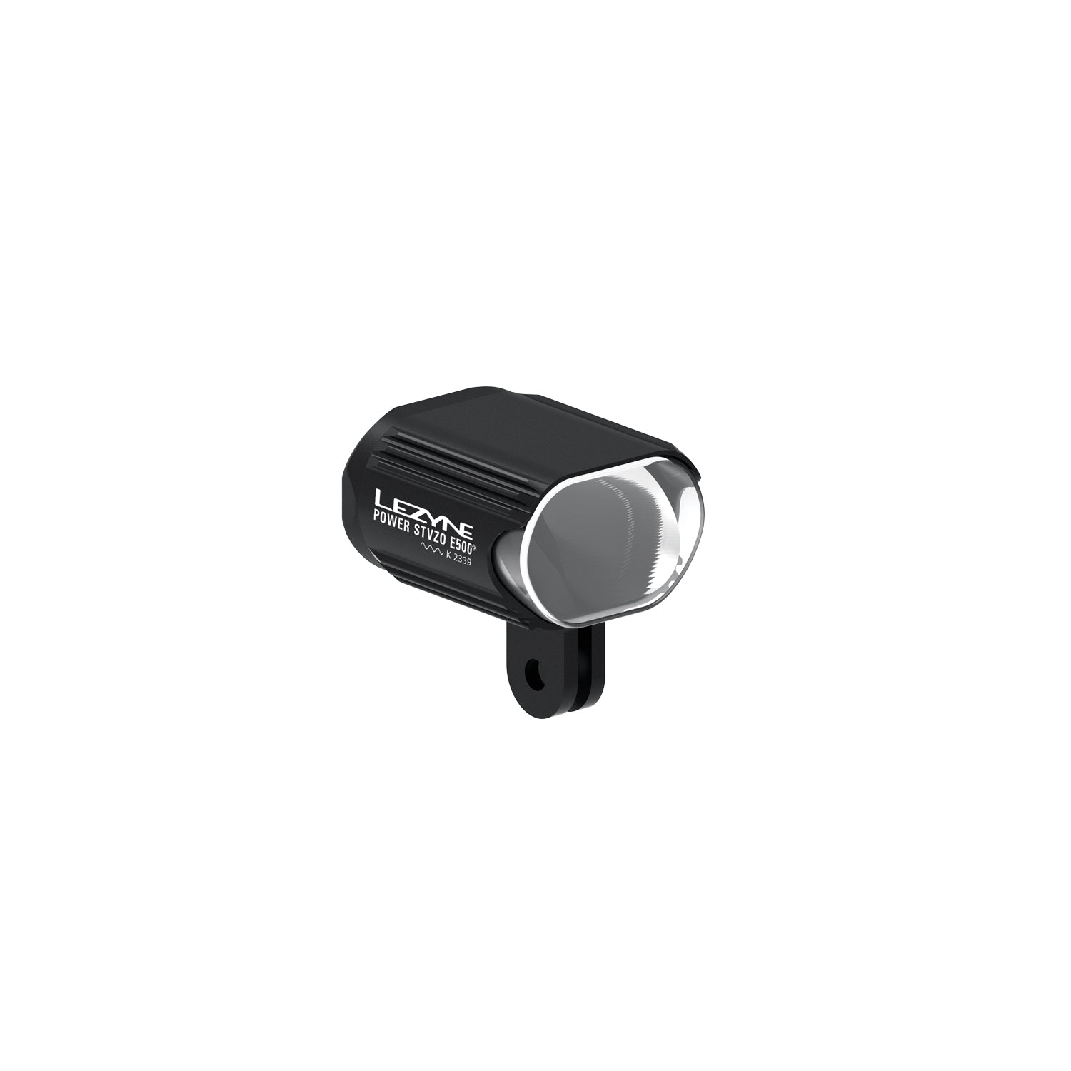 Lezyne E-BIKE POWER StVZO E500+ compact LED front bike light with a CNC-machined aluminum body, engineered for durability and efficient performance.