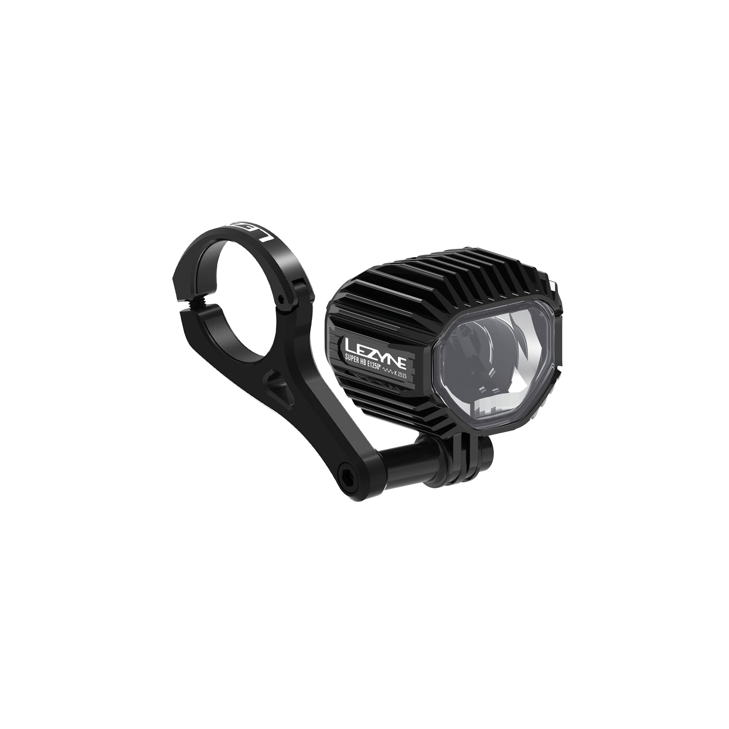 Lezyne E-BIKE SUPER HB StVZO E1250+ LED front bike light with forward center mount, offering a stable and optimized position for enhanced road visibility.