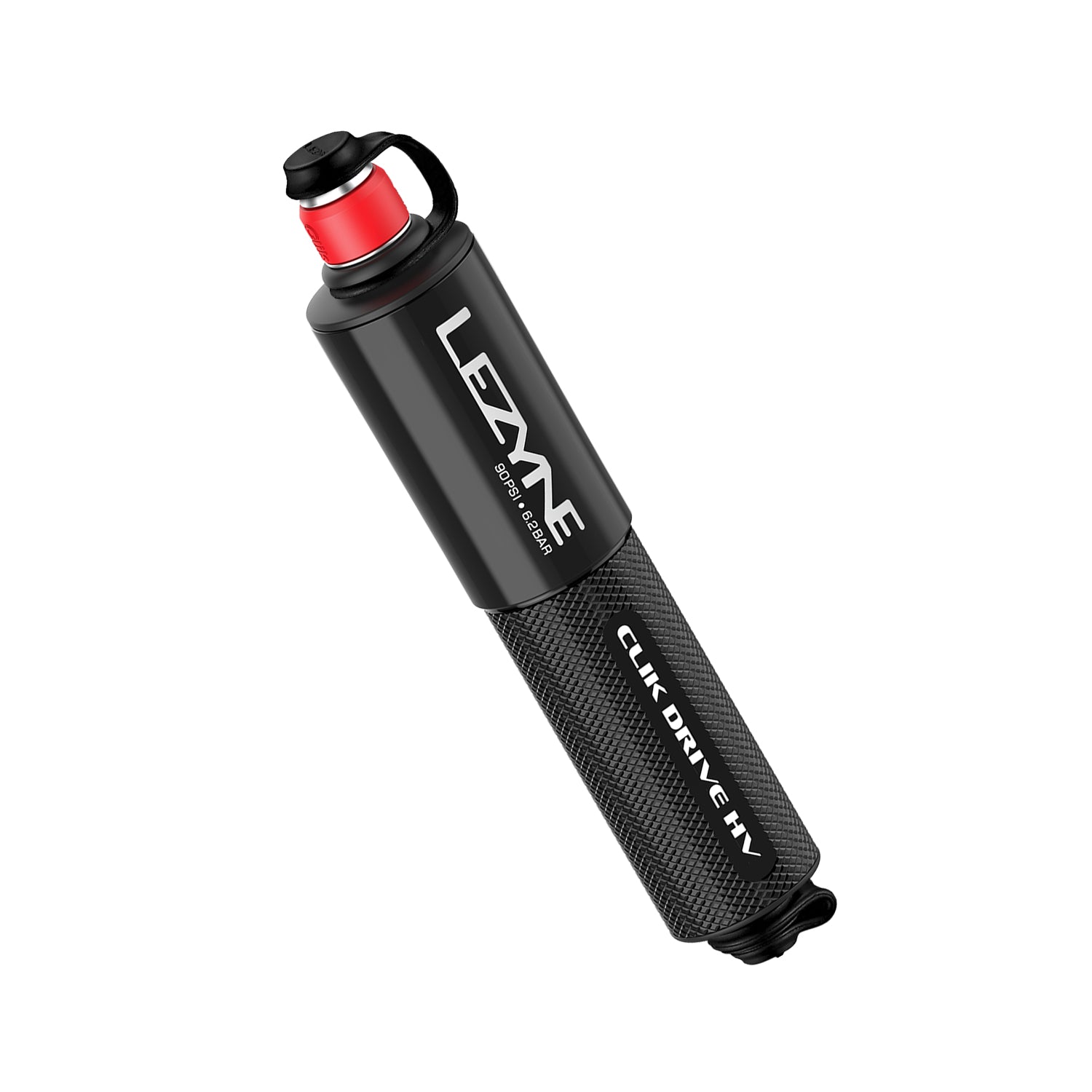 Lezyne CLIK DRIVE HV – compact high-volume hand pump for MTB and gravel bikes using Clik Valve Cores.