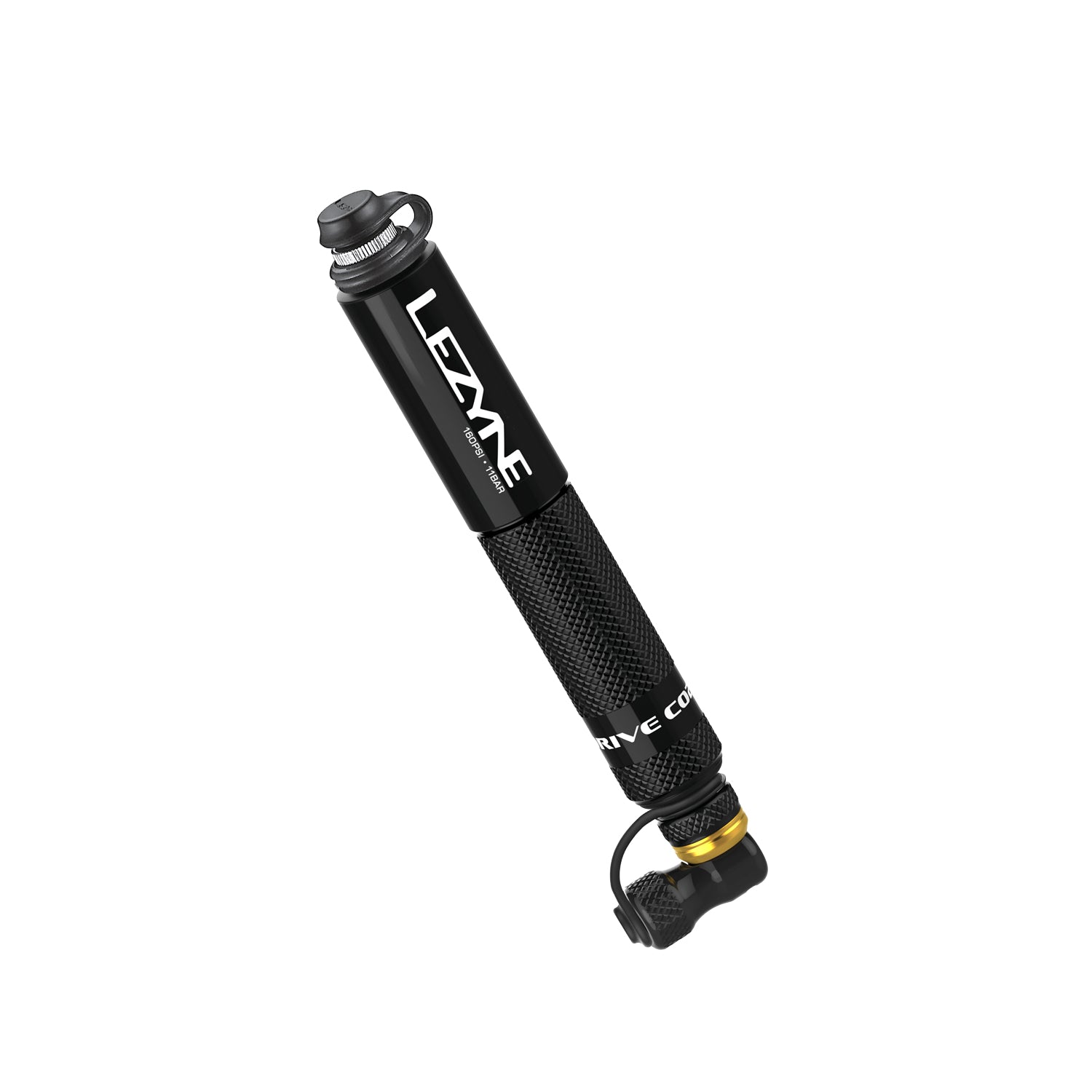 Pocket Drive CO2 bike hand pump  highlighting its sleek, compact aluminum design and modern build.