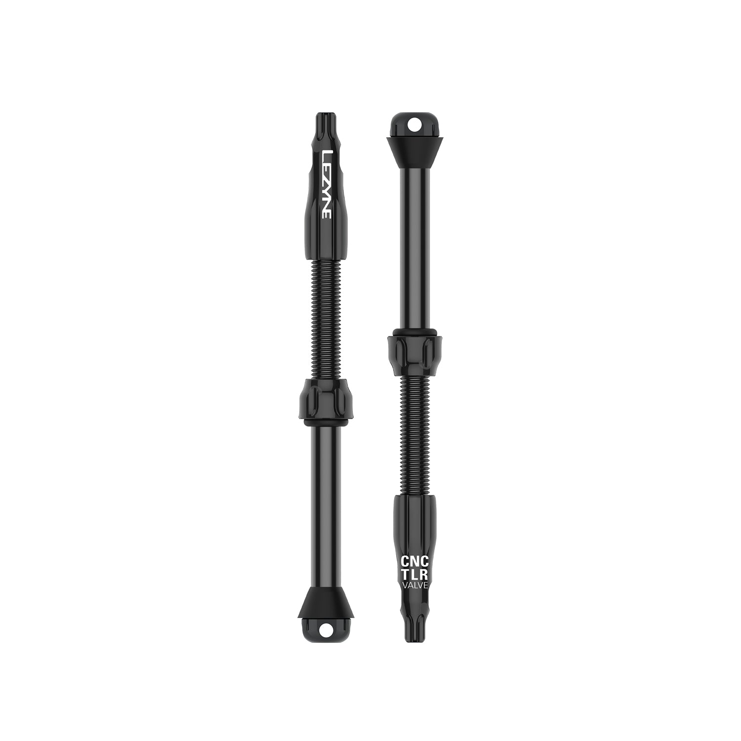 Black CNC TLR VALVE PRO 80mm tubeless Presta valve with four-slot airflow, T25 core tool cap, and lightweight aluminum design for deep rims.