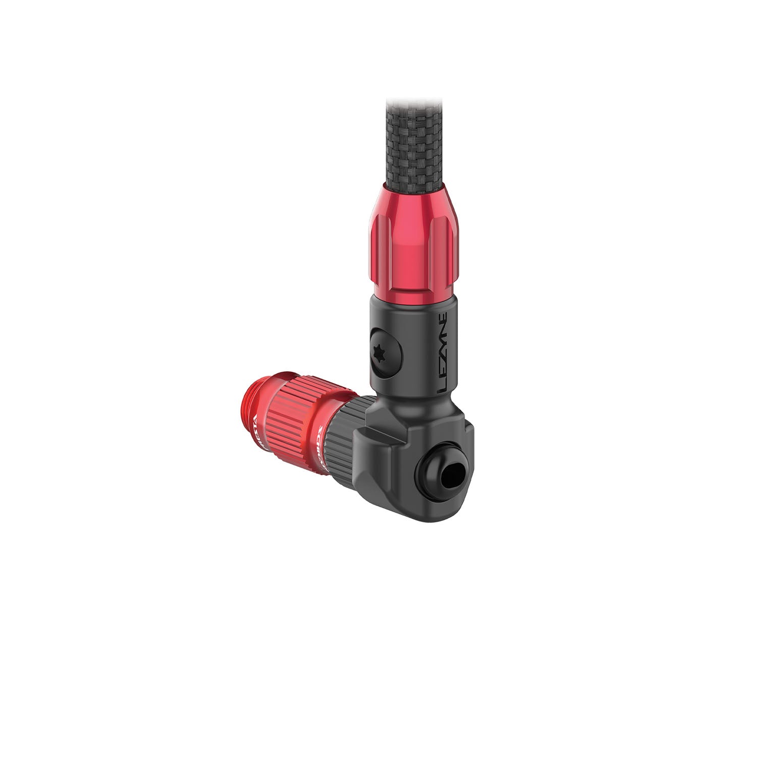 Lezyne Steel Floor Drive, floor pump with ABS-1 Pro in red and black.