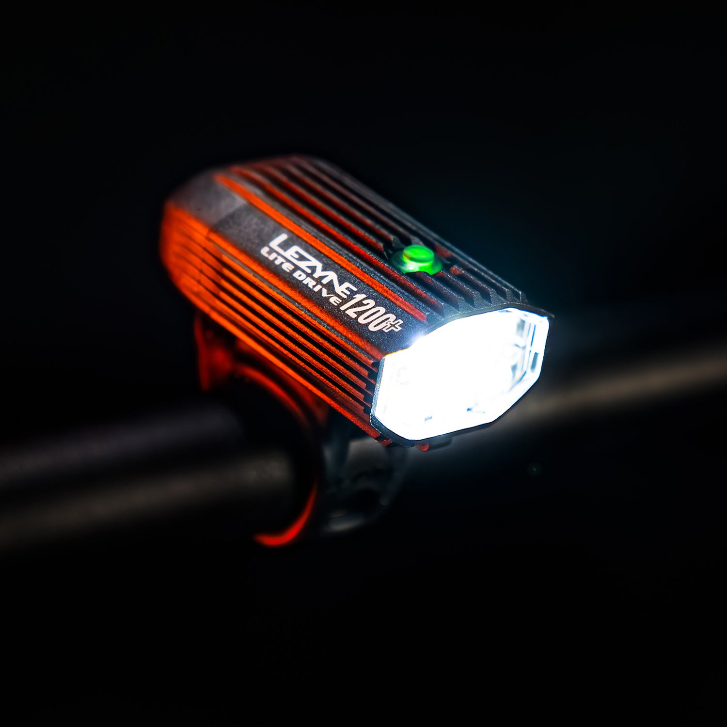 Front LED light against dark background