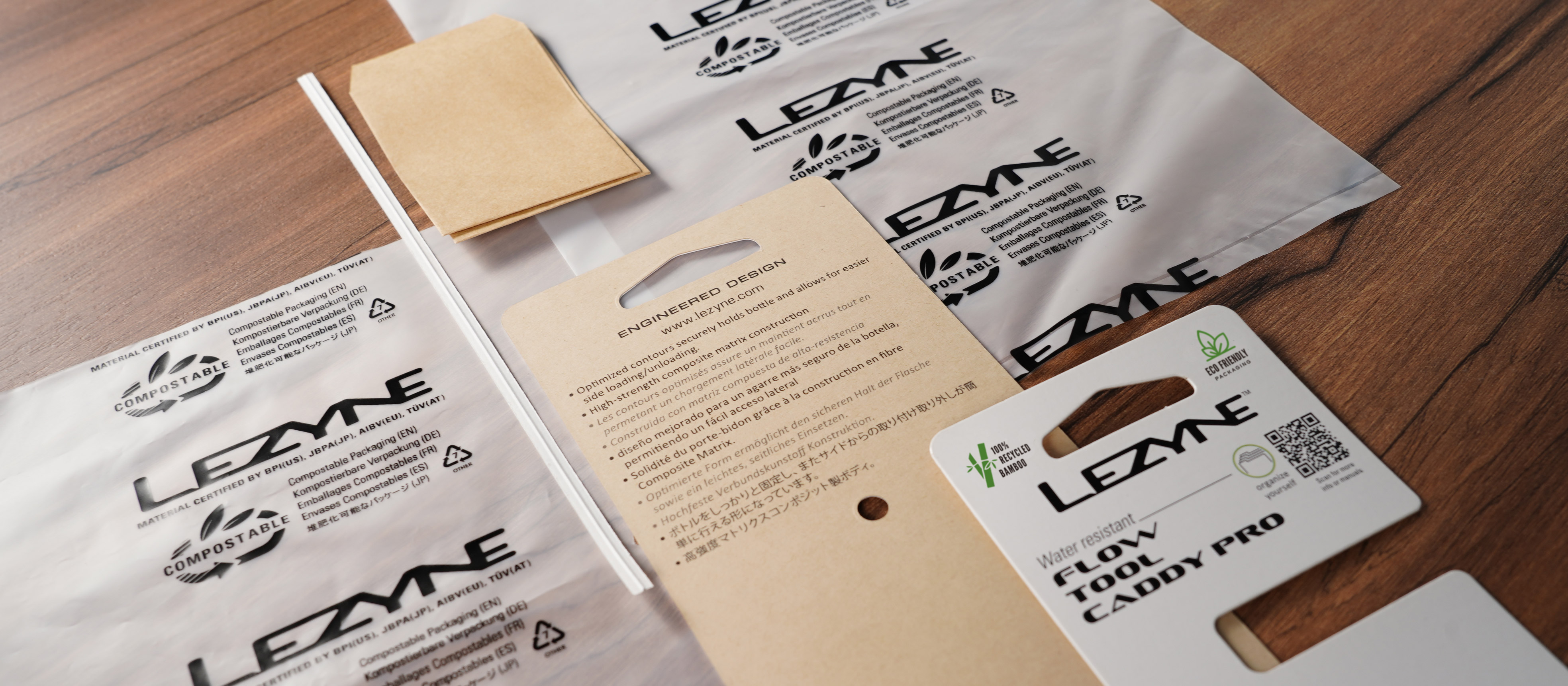 Several pieces of sustainable packaging.