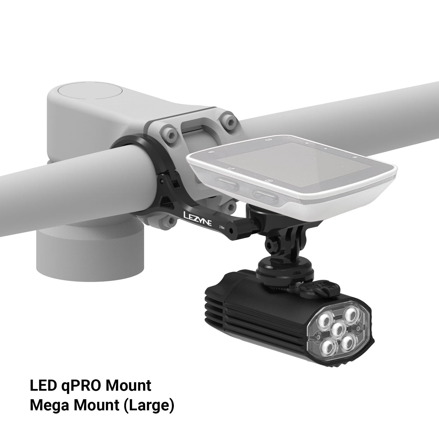 LED qPro Mount mounted on Mega Mount (large).