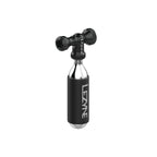 Lezyne Control Drive CO2 inflator in black with CNC-machined aluminum body, twist control knob, and Twin Slip Chuck valve head.