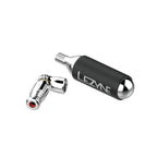 Disassembled silver Trigger Speed Drive CO2 inflator with cartridge, Presta valve fit and precision trigger control.