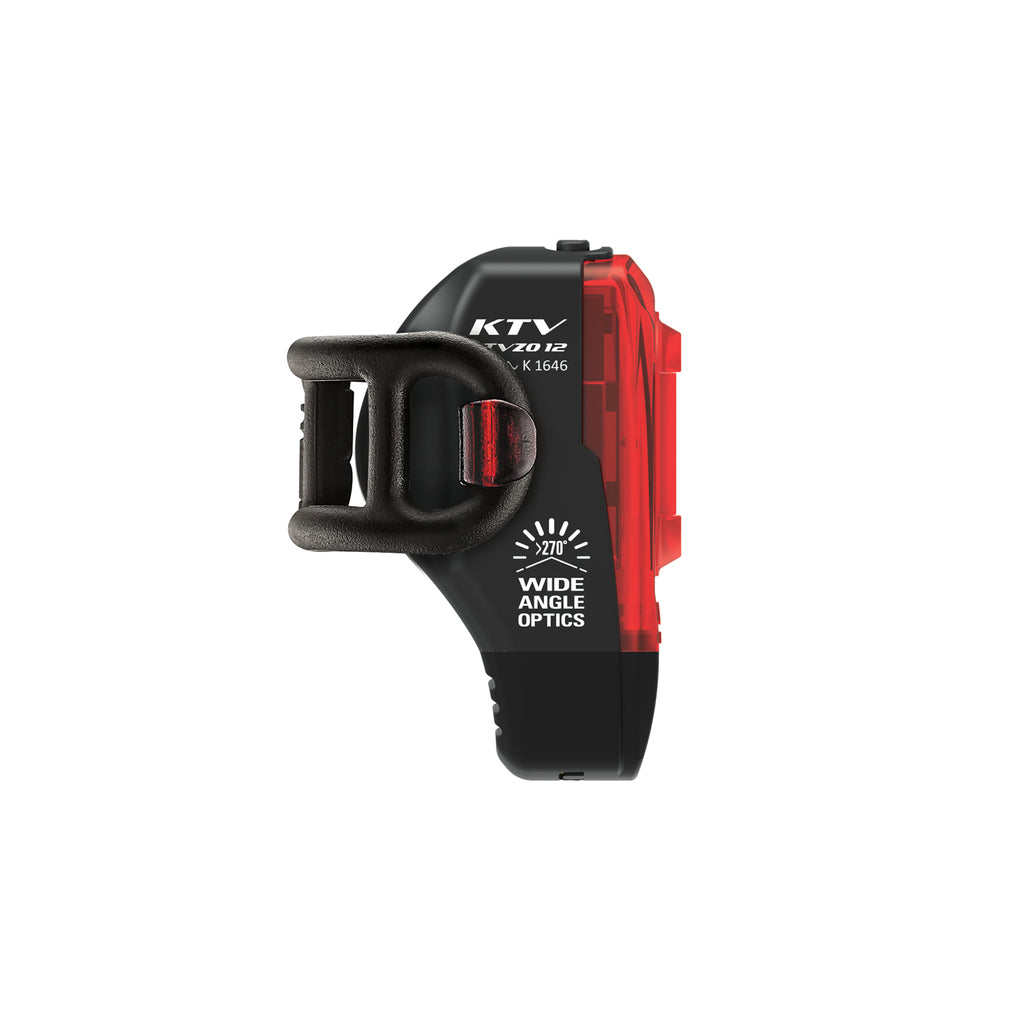 Lezyne KTV Drive StVZO Rear light, black housing, side view.