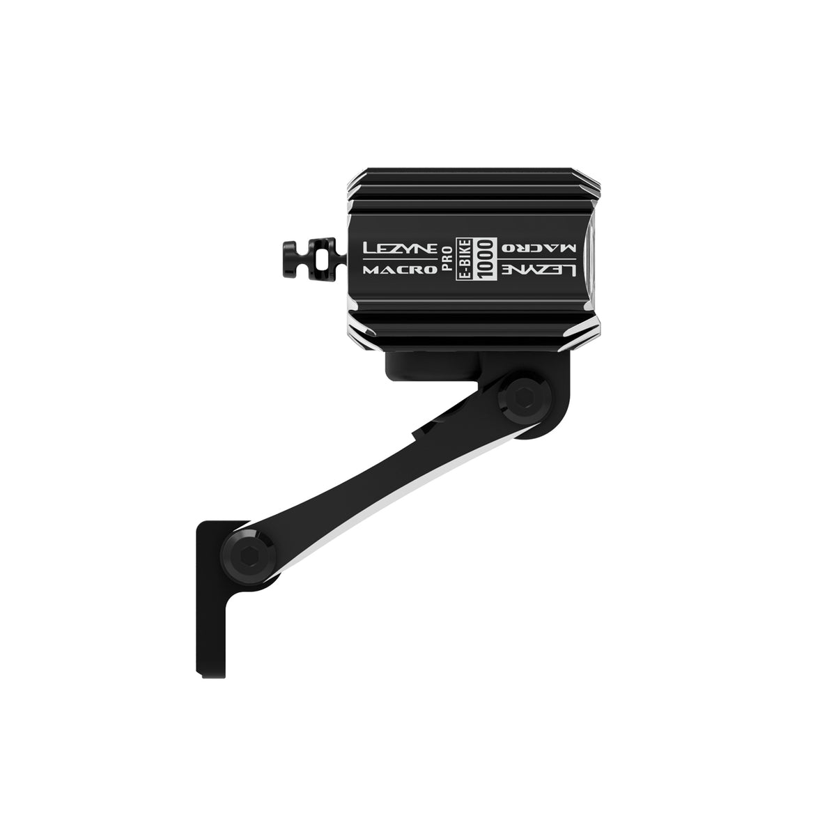 Compact and efficient Lezyne E-Bike Macro Drive 1000 LED front bike light with 1,000 lumens and adjustable aluminum mount for easy installation.