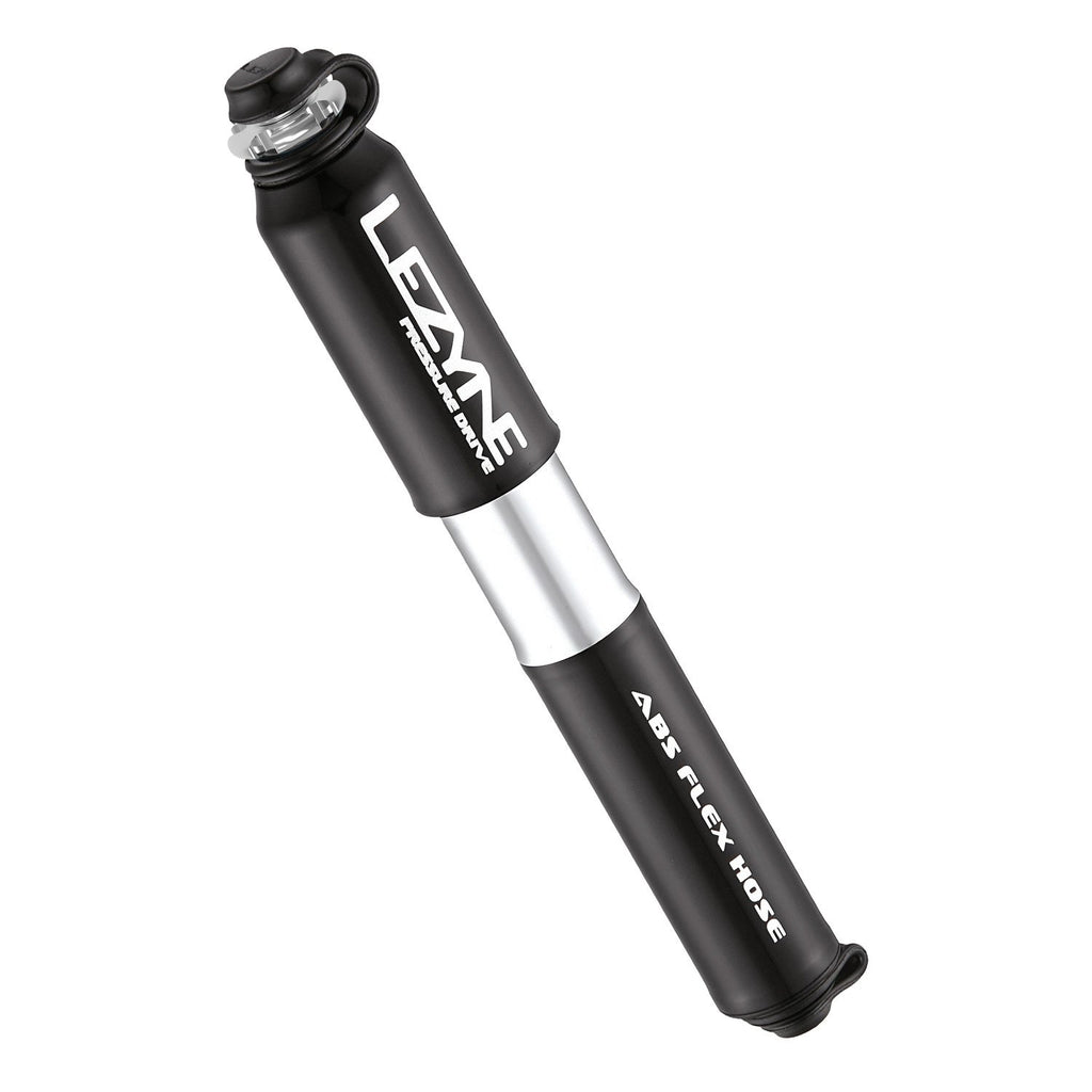 Side view of the Pressure Drive bike hand pump with ABS Flex Hose and Composite Matrix mount, displayed on white background.