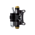 Pro Tubeless Kit Loaded, featuring a mounting bracket, CO2 cartridge and strap for easy storage.