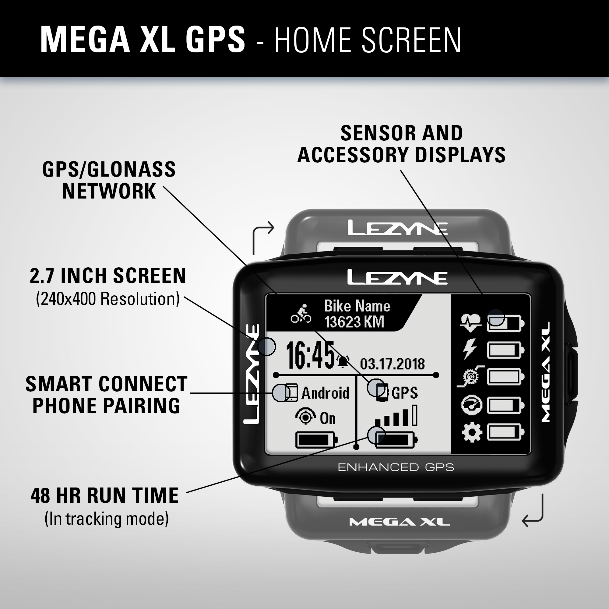 LEZYNE MEGA XL GPS BIKE COMPUTER