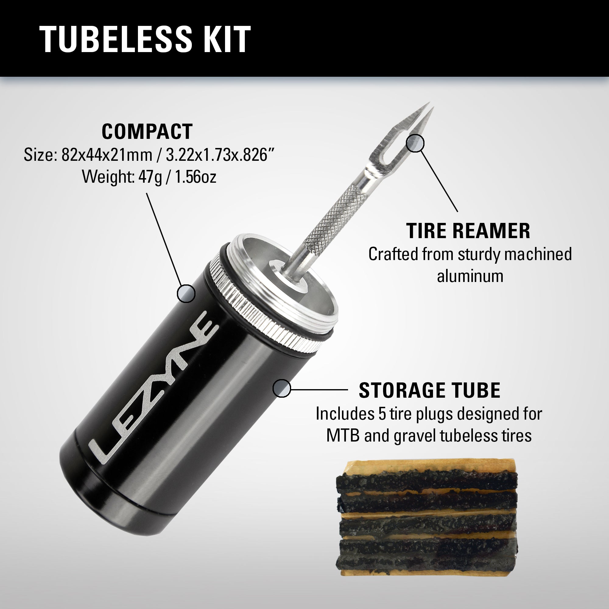 Tubeless Bike Tire Repair Kit, Tire Patch Kit for MTB and Road