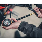 Lezyne Shock Drive MTB shock pump with zero-loss chuck and durable CNC-machined aluminum for long-lasting performance.