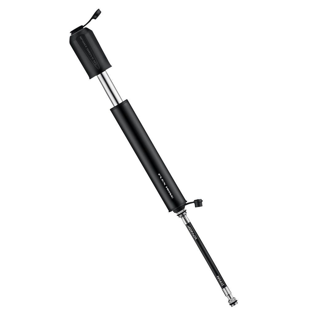 Sport Drive HV bike hand pump saves the day on every mountain bike trail, compact design optimized for high-volume mountain bike tire inflation.